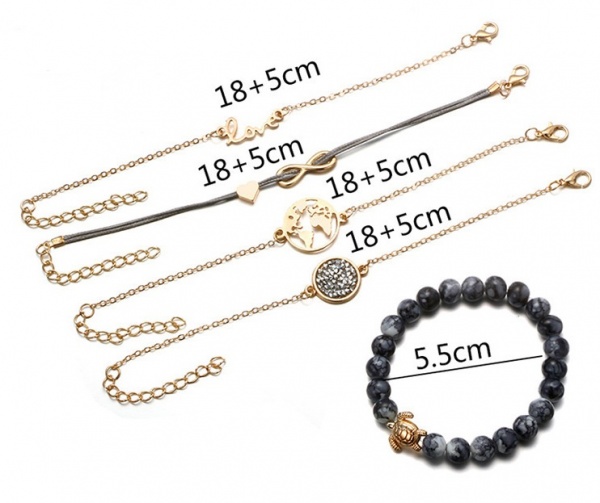 zestaw pieciu bransoletek