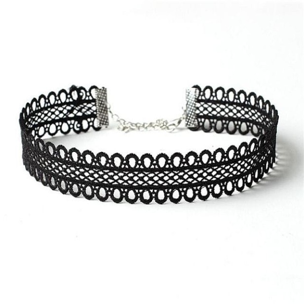 choker koronkowy czarny