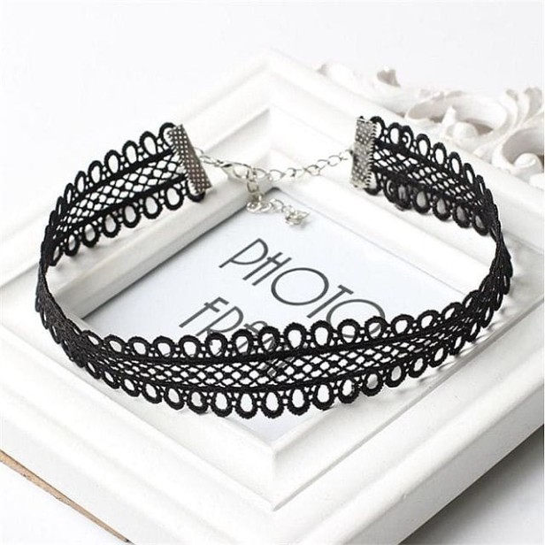choker koronkowy czarny
