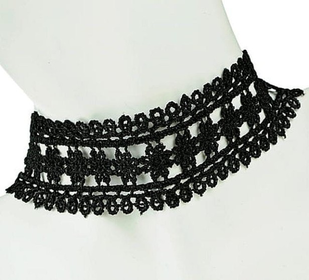 szeroki choker koronkowy czarny