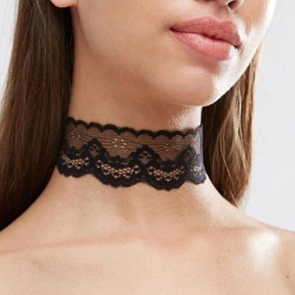choker koronkowy szeroki