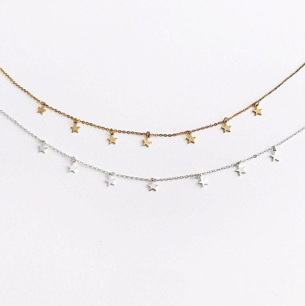 lancuszek z gwiazdkami choker gwiazdki celebrytka gwiazdki
