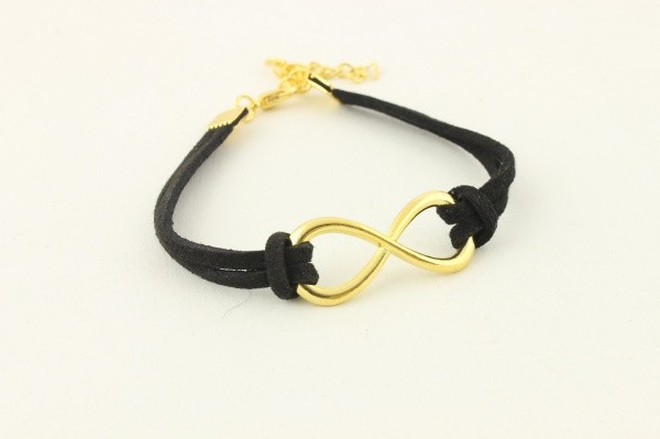 bransoletka ze znakiem nieskonczonosci na rzemyku